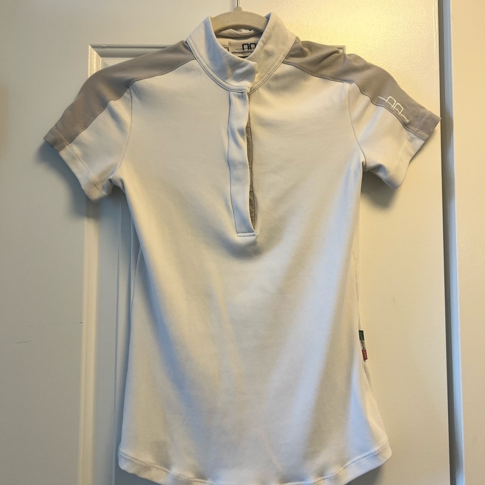 Alessandro Albanese Short Sleeve Show Shirt - White/Grey Trim, XS